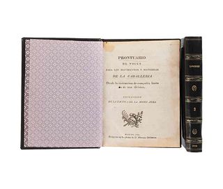 Prontuario de Voces para los Movimientos y Maniobras de la Caballería... México, 1824. Tomos I-II. 73 láminas. Pz: 2.