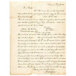 1818 John B. Barton Autograph Letter Signed to his Imprisoned Father Gen. William Barton