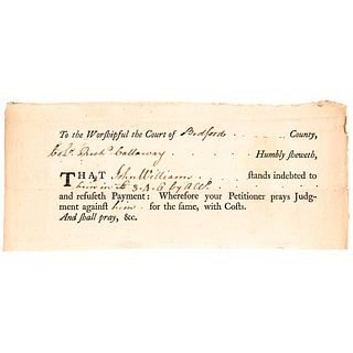 c. 1778 (RICHARD CALLAWAY) Partly-Printed Court Legal Document