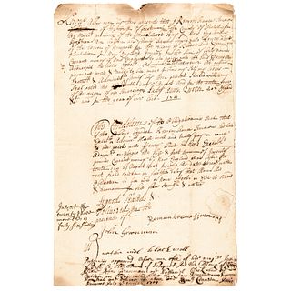 SAMUEL CRANSTON Royal Rhode Island + Providence Plantations Governor Signed 1714