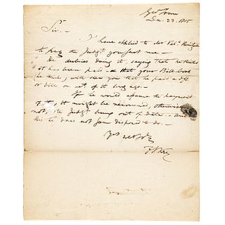 FRANCIS SCOTT KEY Autograph Letter Signed December 1815 to a Law Client