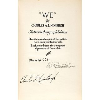 Excellent Special Author's Autograph Edition of WE, Signed by Charles Lindbergh