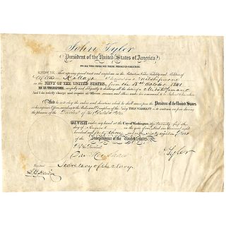 1841 Scarce JOHN TYLER U.S. Navy Presidential Appointment 