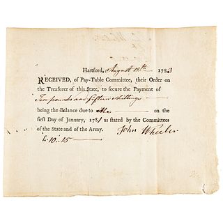 1783 Revolutionary War Colonel Samuel B. Webb ADS, Pay Order for John Wheeler