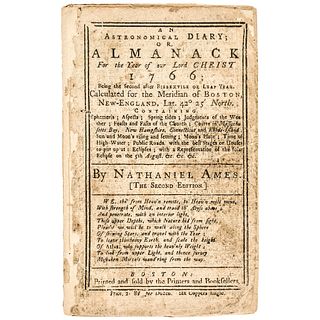 1766 PAUL REVERE Woodcut Eclipse Engraving in Nathaniel Ames' Boston Almanac