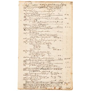 1733/4 Manuscript Ledger of Cornelius Waldo, written at Boston New England