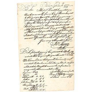 Rev. War Philadelphia Letter Days Prior to British General Howes Occupation
