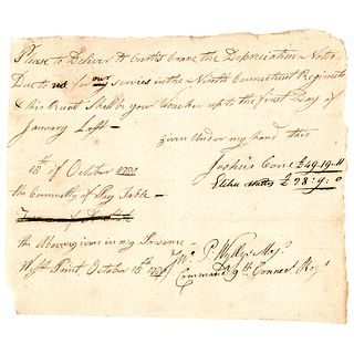 1780 Major Commanding the 9th Connect. Regt. West Point Manuscript Pay Document 