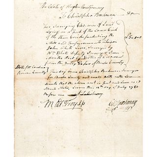 1780 North Carolina Rev. War Oath Signed By Matthew Troy + Christopher Beekman