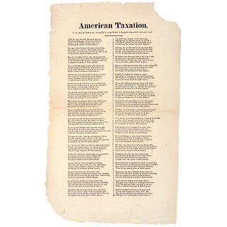 c. 1783 AMERICAN TAXATION Broadside Poem: G Washington + AMERICAN TAXATION
