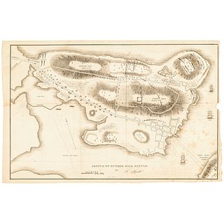 (1826) Important Revolutionary War Map: Sketch of Bunker Hill Battle