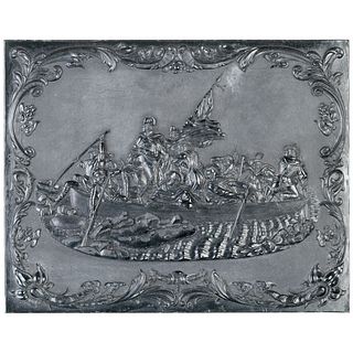 c.1850 Decorative Gutta Percha Plaque Washington Crossing The Delaware