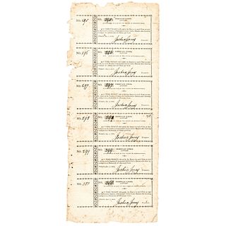 January 1, 1806 Uncut Sheet of Six Fully Signed Pennepack School Lottery Tickets