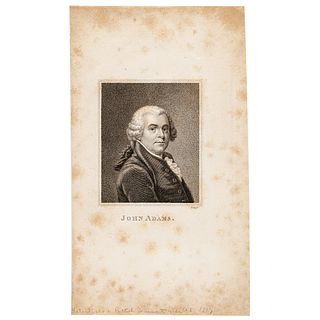 c. 1815 Stipple Engraving of John Adams by Sculptor William S. Leney 