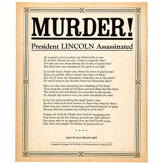 1865-Dated Broadside: MURDER!-President Lincoln Assassinated, Memorial Broadside