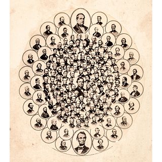 1865 EMANCIPATION LEADERS Photographic Collage - Printed by Powell + Co., NY.