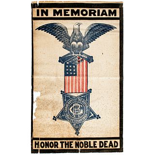Post-1866 Civil War Grand Army of the Republic Printed Textile Memorial Banner