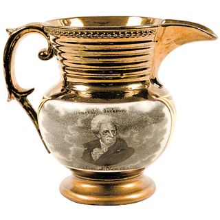 General Jackson The Hero of New Orleans, Rarest Small Size Lusterware Pitcher 