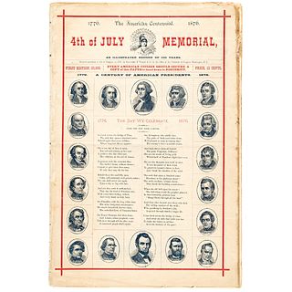 1876 Centennial Color Patriotic Newspaper with A CENTURY OF AMERICAN PRESIDENTS