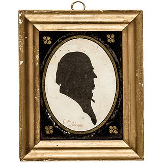 c. 1820 Hollow-cut Identified Silhouette of President John Quincy Adams Framed