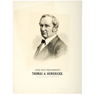 Print of Tildens 1876 Vice President for the Democratic Ticket Thomas Hendricks