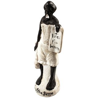 c. 1880 Rare Womans Suffragette Satirical Hand-Painted White Bisque Figurine