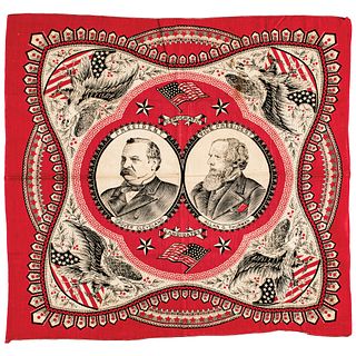 1888 Patriotic Colorful Cleveland + Thurman Jugate Presidential Campaign Bandana