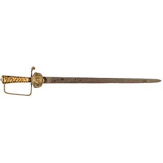 c. 1760 French and Indian War Era European Short Sword depicting a Hunting Scene
