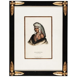 c. 1830 Hand-Colored Lithograph of: Petalesharo, a Pawnee Brave, Custom Framed