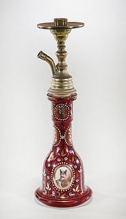 Turkish Red Bohemian Glass Hookah