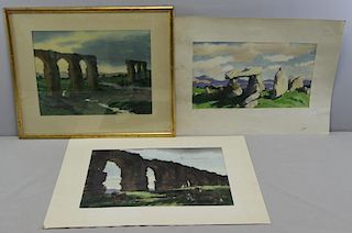 SARGENT, Richard. 3 Watercolor Landscapes.