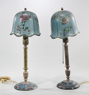 Pair Cloisonne Lamps