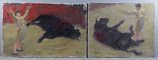 SARGENT, Richard. 2 Acrylic on Canvas Bullfighting