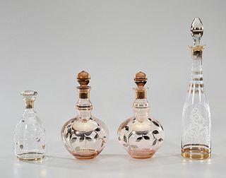 Group of Four Vintage Art Glass Decanters