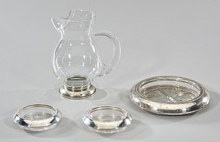 Group of Four Sterling and Glass Articles