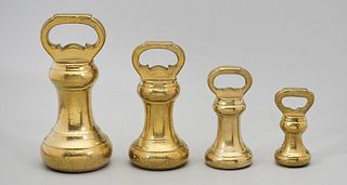 Group of Four Antique Brass Bell Weights