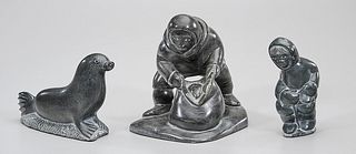 Group of Three Inuit Stone Carvings