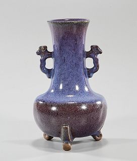 Chinese Flambe Glazed Tripod Vase