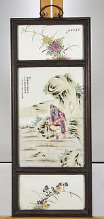 Pair Chinese Enameled Porcelain Plaques