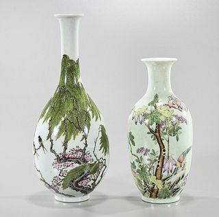 Two Chinese Enameled Porcelain Vases 