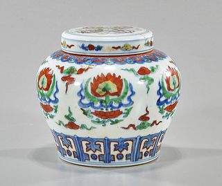 Chinese Doucai Glazed Porcelain Covered Ginger Jar