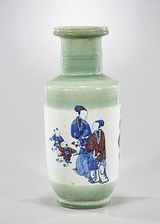 Chinese Underglaze Blue and Red Rouleau Vase