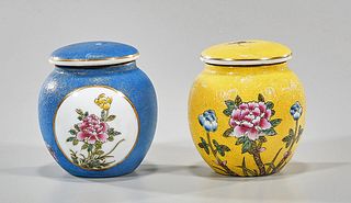 Two Enameled Porcelain Covered Tea Paste Jars