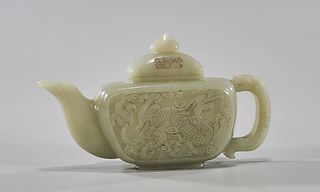 Chinese Carved Jade Tea Pot