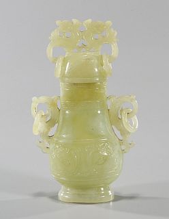 Chinese Carved Jade Covered Vase