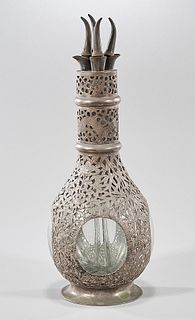 Chinese Sterling Lined Four Compartment Decanter