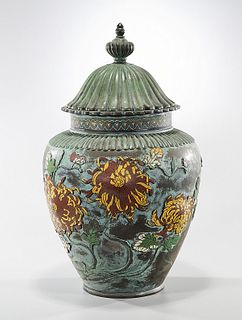 Large Chinese Bronze Cloisonne Covered Vase