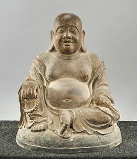 Chinese Bronze Seated Budhai