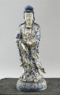 Chinese Blue and White Porcelain Standing Buddha
