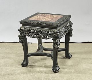 Chinese Marble Inset Hardwood Low Table